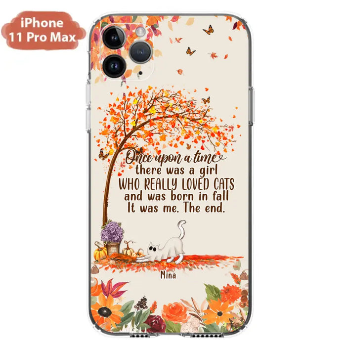 Personalized Cat & Fall Phone Case - Up to 6 Cats - Autumn Gift For Cat Lover - Once Upon A Time - Case For iPhone And Samsung