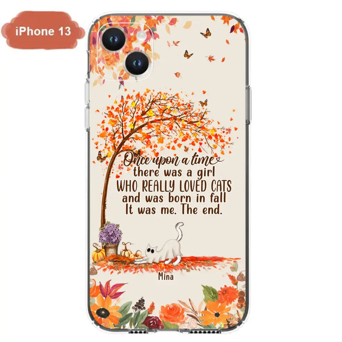 Personalized Cat & Fall Phone Case - Up to 6 Cats - Autumn Gift For Cat Lover - Once Upon A Time - Case For iPhone And Samsung