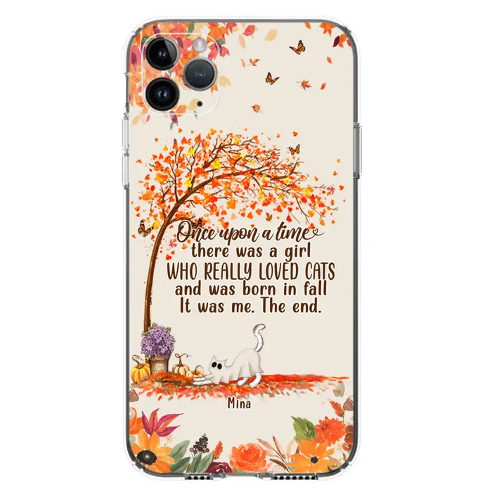 Personalized Cat & Fall Phone Case - Up to 6 Cats - Autumn Gift For Cat Lover - Once Upon A Time - Case For iPhone And Samsung