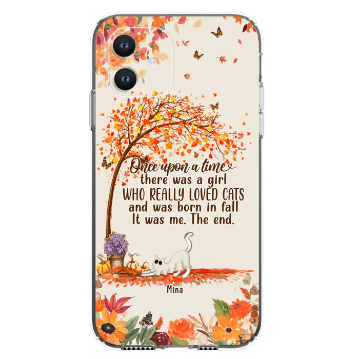Personalized Cat & Fall Phone Case - Up to 6 Cats - Autumn Gift For Cat Lover - Once Upon A Time - Case For iPhone And Samsung