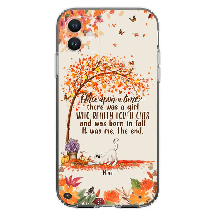 Personalized Cat & Fall Phone Case - Up to 6 Cats - Autumn Gift For Cat Lover - Once Upon A Time - Case For iPhone And Samsung