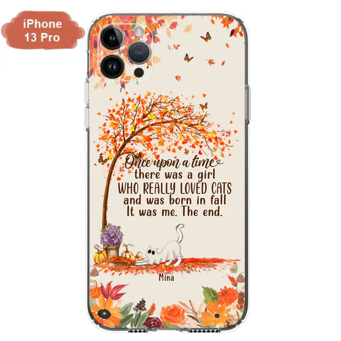 Personalized Cat & Fall Phone Case - Up to 6 Cats - Autumn Gift For Cat Lover - Once Upon A Time - Case For iPhone And Samsung
