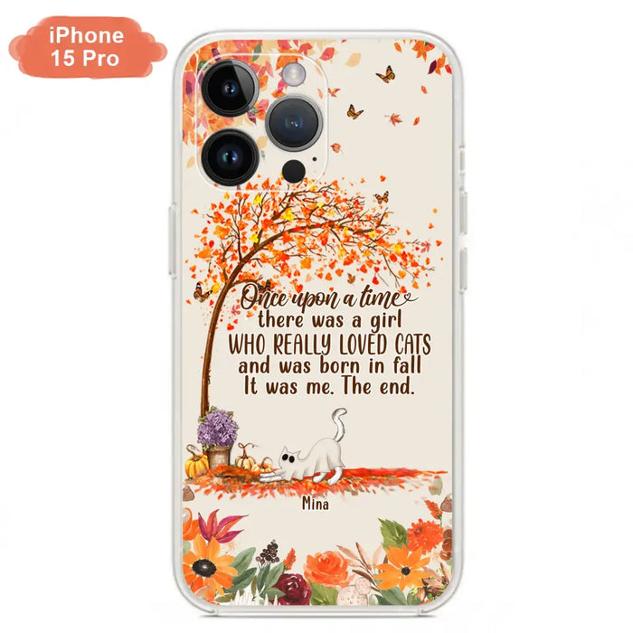 Personalized Cat & Fall Phone Case - Up to 6 Cats - Autumn Gift For Cat Lover - Once Upon A Time - Case For iPhone And Samsung