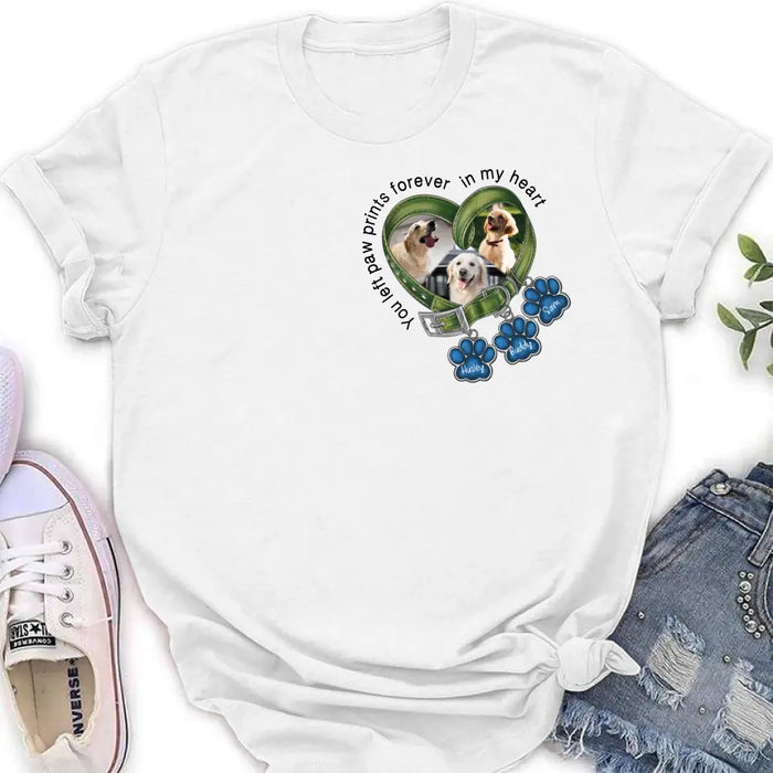 Personalized Memorial Dog Collar Shirt/Hoodie - Upload Photo - Up to 3 Dogs - Gift Idea For Dog Lover - You Left Paw Prints Forever In My Heart