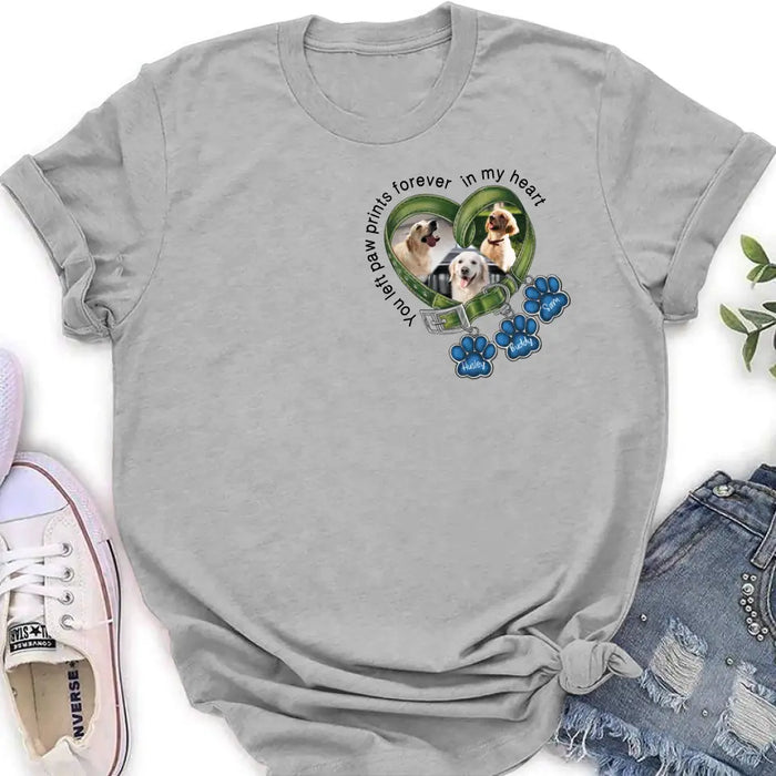 Personalized Memorial Dog Collar Shirt/Hoodie - Upload Photo - Up to 3 Dogs - Gift Idea For Dog Lover - You Left Paw Prints Forever In My Heart