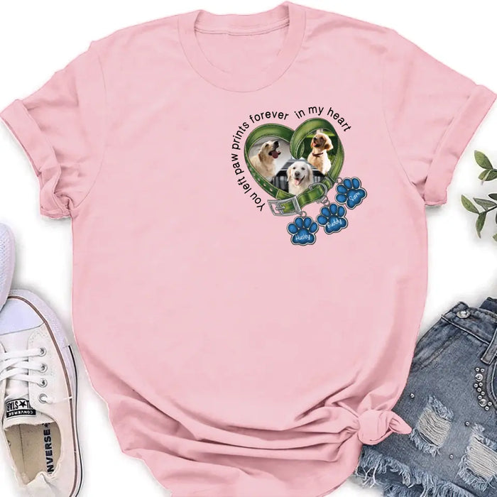 Personalized Memorial Dog Collar Shirt/Hoodie - Upload Photo - Up to 3 Dogs - Gift Idea For Dog Lover - You Left Paw Prints Forever In My Heart
