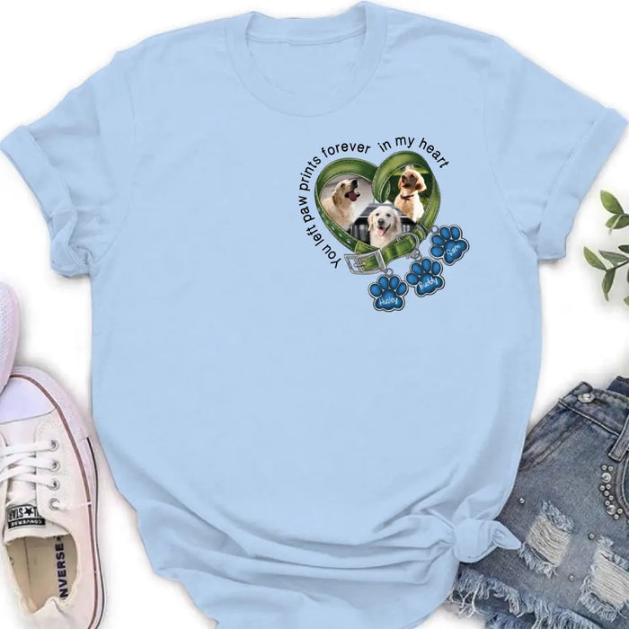 Personalized Memorial Dog Collar Shirt/Hoodie - Upload Photo - Up to 3 Dogs - Gift Idea For Dog Lover - You Left Paw Prints Forever In My Heart