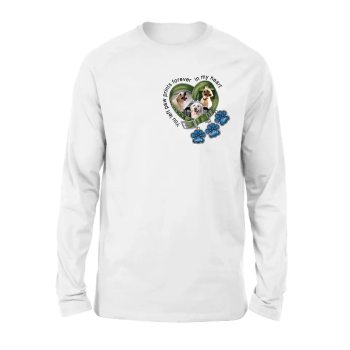Personalized Memorial Dog Collar Shirt/Hoodie - Upload Photo - Up to 3 Dogs - Gift Idea For Dog Lover - You Left Paw Prints Forever In My Heart