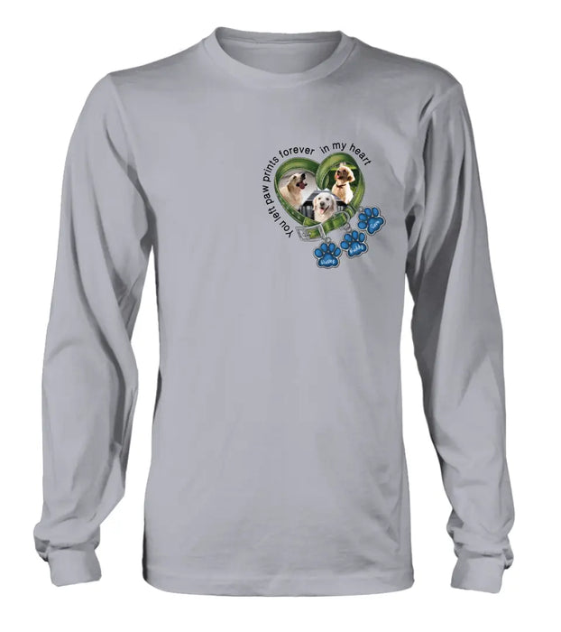 Personalized Memorial Dog Collar Shirt/Hoodie - Upload Photo - Up to 3 Dogs - Gift Idea For Dog Lover - You Left Paw Prints Forever In My Heart