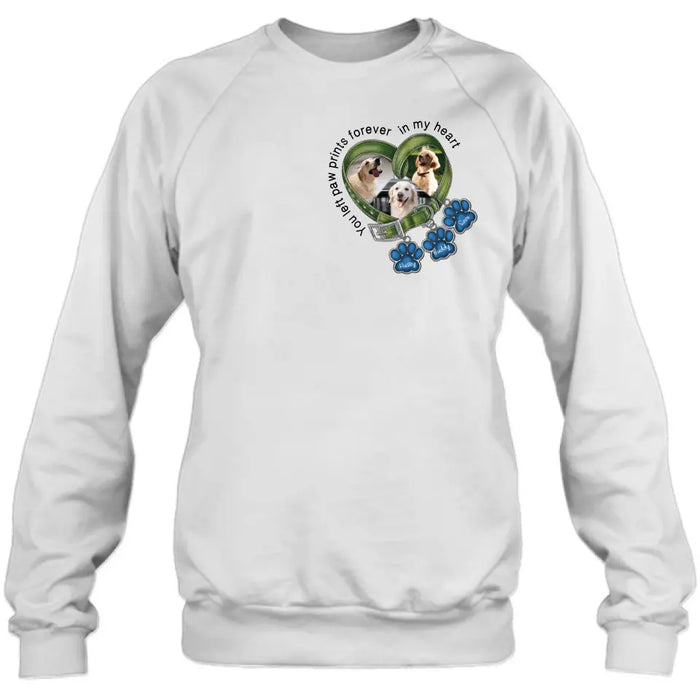 Personalized Memorial Dog Collar Shirt/Hoodie - Upload Photo - Up to 3 Dogs - Gift Idea For Dog Lover - You Left Paw Prints Forever In My Heart