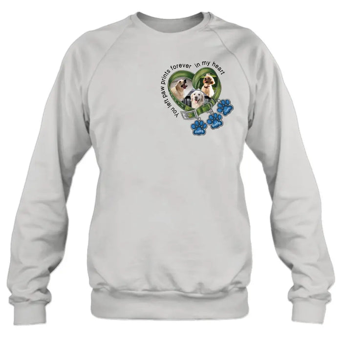 Personalized Memorial Dog Collar Shirt/Hoodie - Upload Photo - Up to 3 Dogs - Gift Idea For Dog Lover - You Left Paw Prints Forever In My Heart