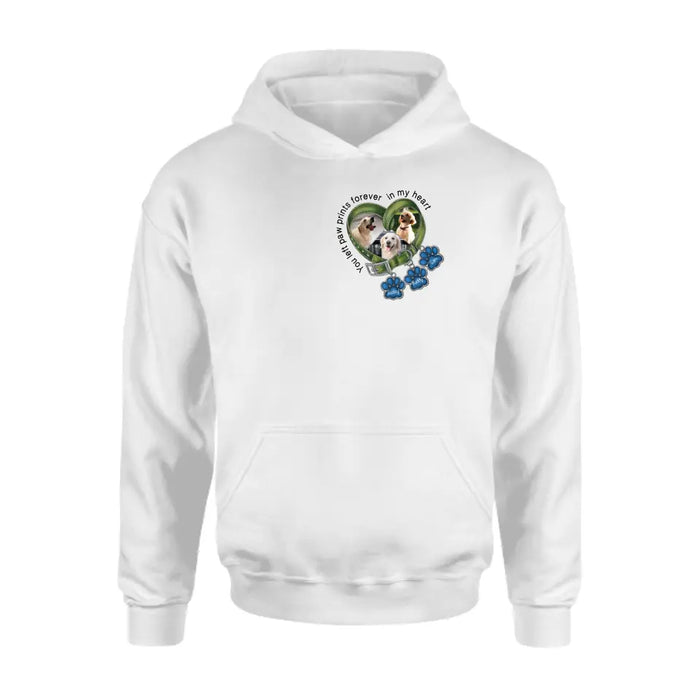 Personalized Memorial Dog Collar Shirt/Hoodie - Upload Photo - Up to 3 Dogs - Gift Idea For Dog Lover - You Left Paw Prints Forever In My Heart