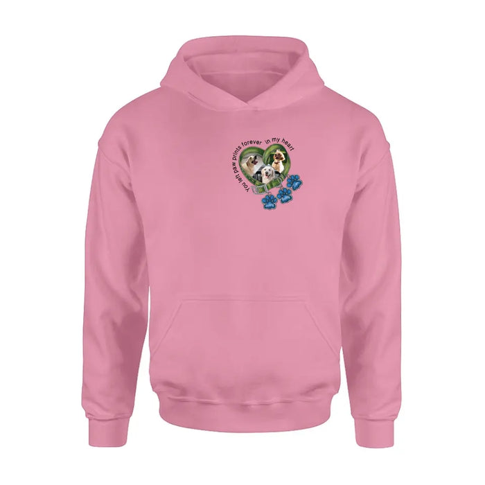 Personalized Memorial Dog Collar Shirt/Hoodie - Upload Photo - Up to 3 Dogs - Gift Idea For Dog Lover - You Left Paw Prints Forever In My Heart