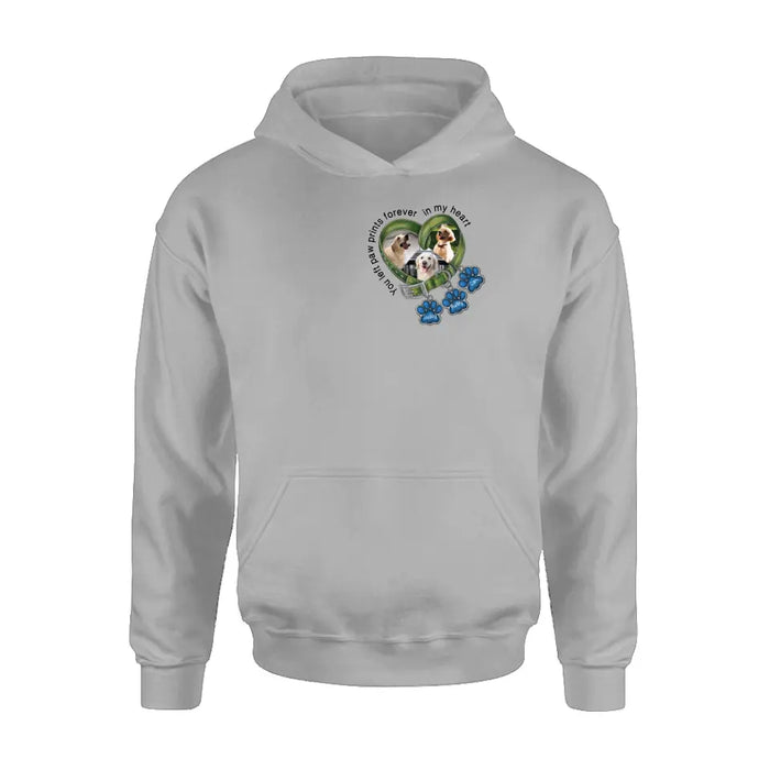 Personalized Memorial Dog Collar Shirt/Hoodie - Upload Photo - Up to 3 Dogs - Gift Idea For Dog Lover - You Left Paw Prints Forever In My Heart