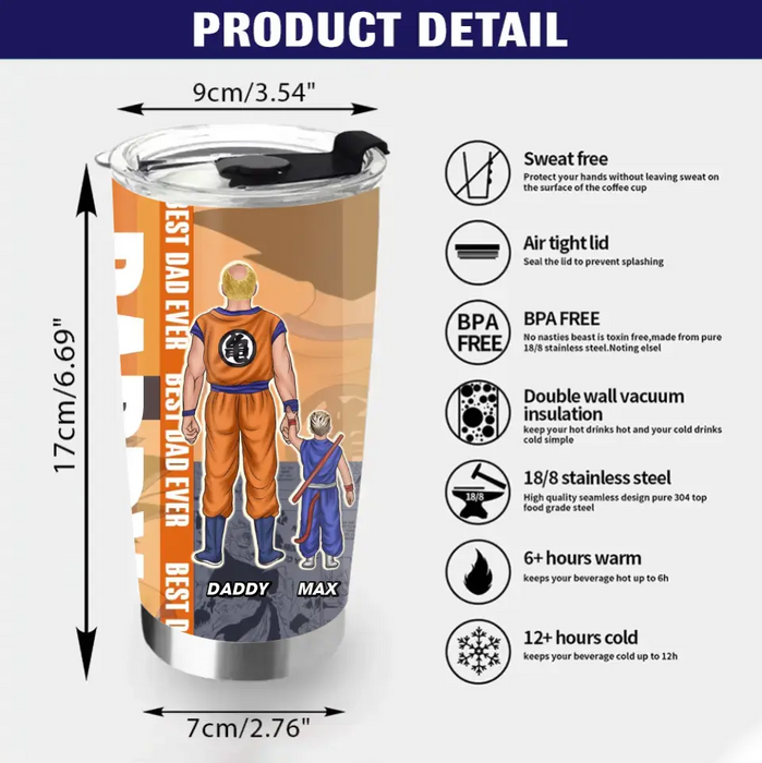 Personalized Dad Tumbler - Up to 5 Kids - Gift Idea For Father's Day - Best Dad Ever