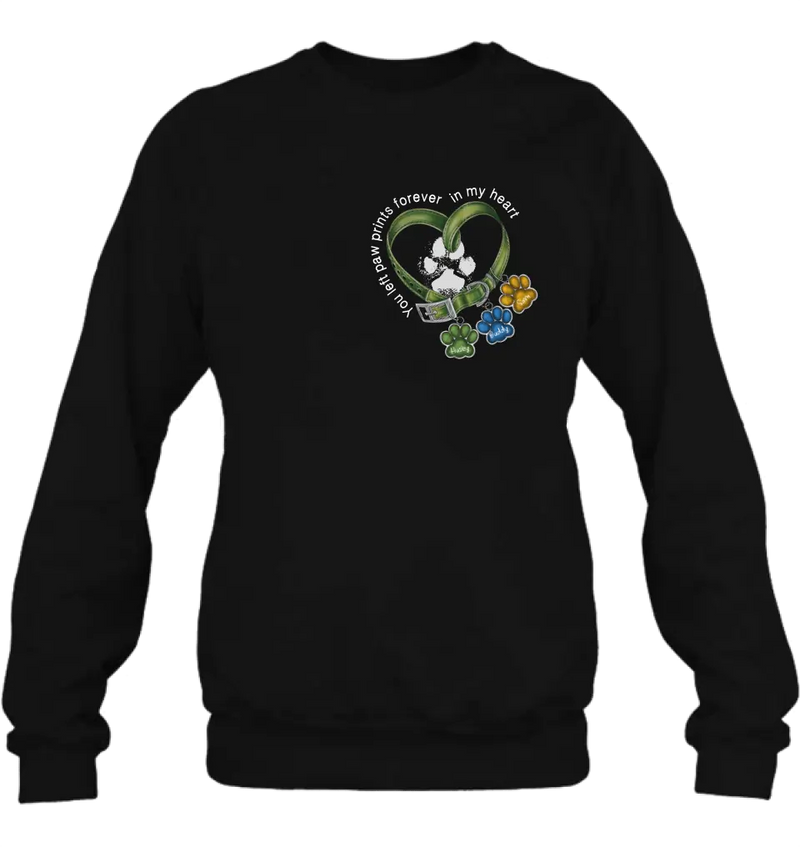 Personalized Memorial Dog Collar T-shirt/Hoodie - Up to 3 Dogs - Memorial Gift Idea For Dog Owner - You Left Paw Prints Forever In My Heart