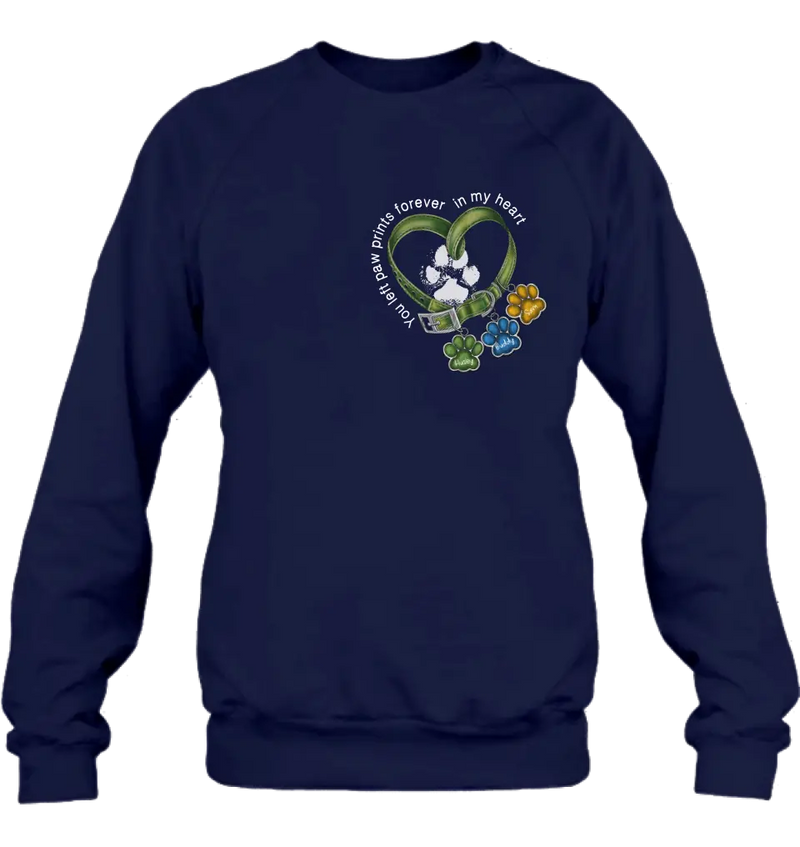 Personalized Memorial Dog Collar T-shirt/Hoodie - Up to 3 Dogs - Memorial Gift Idea For Dog Owner - You Left Paw Prints Forever In My Heart