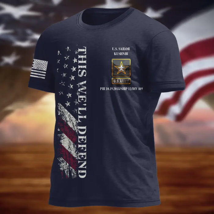Personalized Veteran AOP T-shirt - Father's Day Gift Idea for Veteran - This We'll Defend
