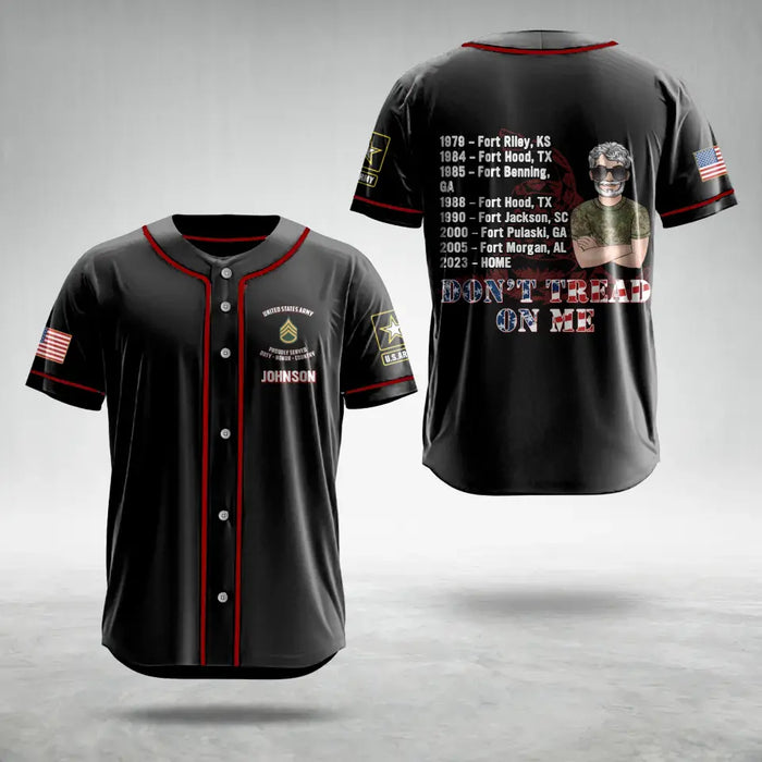 Personalized Veteran AOP Baseball Jersey - Gift Idea For Veteran/Father's Day - Don't Tread On Me
