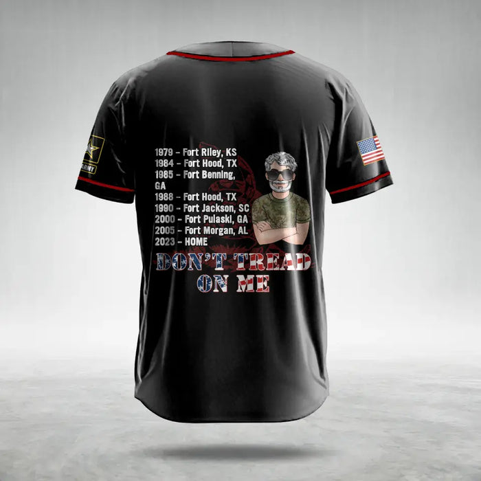 Personalized Veteran AOP Baseball Jersey - Gift Idea For Veteran/Father's Day - Don't Tread On Me
