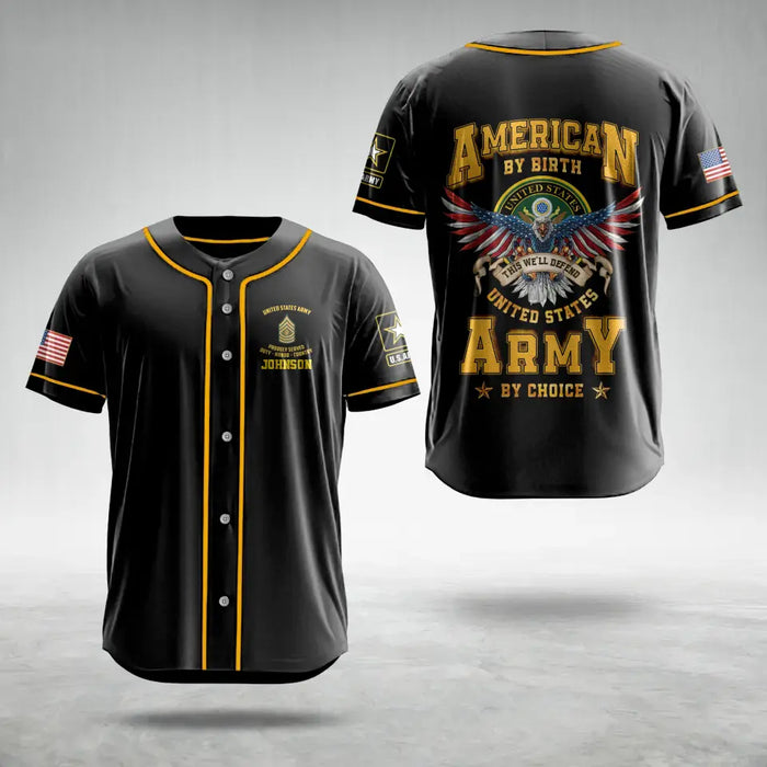 Personalized Veteran Baseball Jersey - Gift Idea For Veteran/Father's Day/Birthday - American By Birth