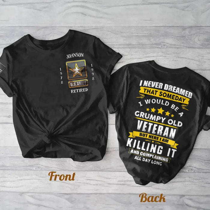 Personalized Veteran AOP Men's T-shirt - Father's Day Gift Idea For Veteran - I Never Dreamed That Someday I Would Be A Grumpy Old Veteran