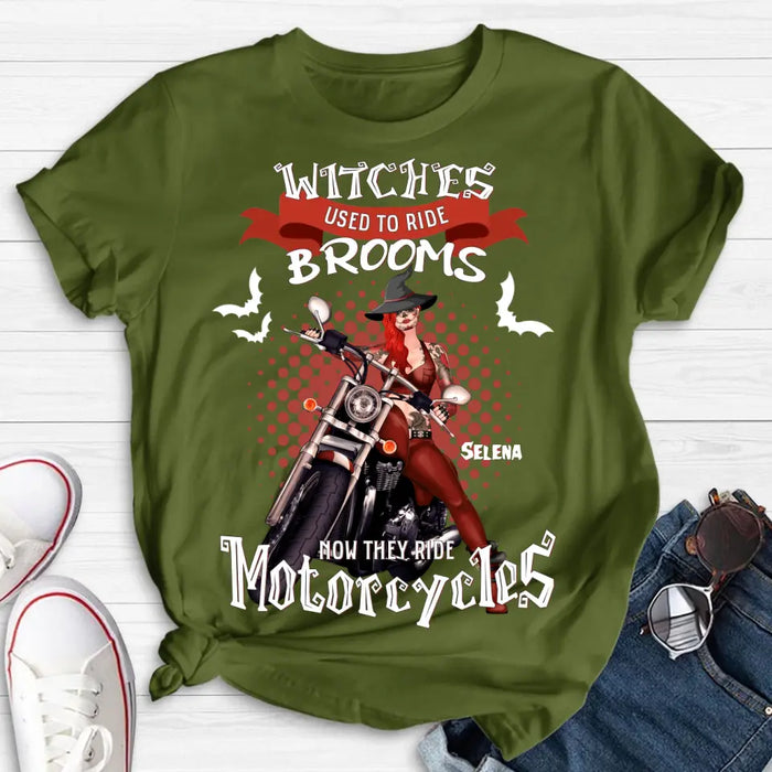 Personalized Biker Shirt/Hoodie - Gift Idea For Halloween - Witches Used To Ride Brooms Now They Ride Motocycles