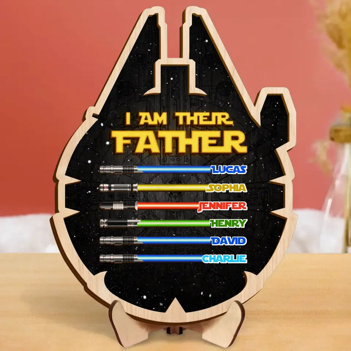 Personalized Dad 2 Layered Wooden Art - Gift Idea For Father's Day - Up to 6 Kids - I Am Their Father