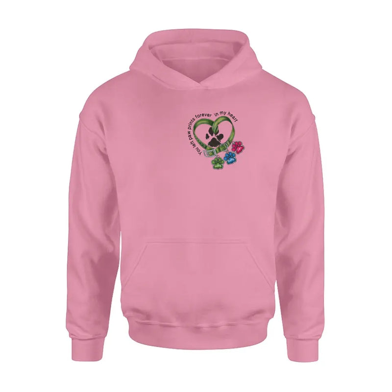 Personalized Memorial Dog Collar Shirt/Hoodie - Up to 3 Dogs - Gift Idea For Dog Lover - You Left Paw Prints Forever In My Heart