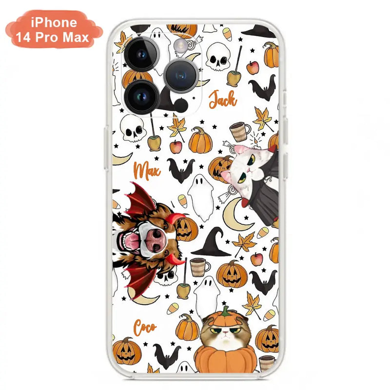 Custom Personalized Halloween Pet Phone Case - Upto 3 Pets - Gift Idea For Dog/Cat Owners - Case for iPhone/Samsung