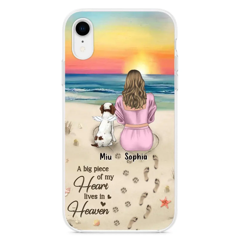 Custom Personalized Memorial Dog Mom Phone Case - Upto 3 Dogs - Memorial Gift Idea for Dog Owners - A Big Piece Of My Heart Lives In Heaven - Case for iPhone/Samsung