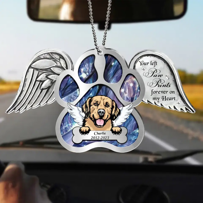 Personalized Memorial Aluminum Ornament - Memorial Gift Idea For Dog Lover/Dog Owner - You Left Paw Prints Forever On My Heart