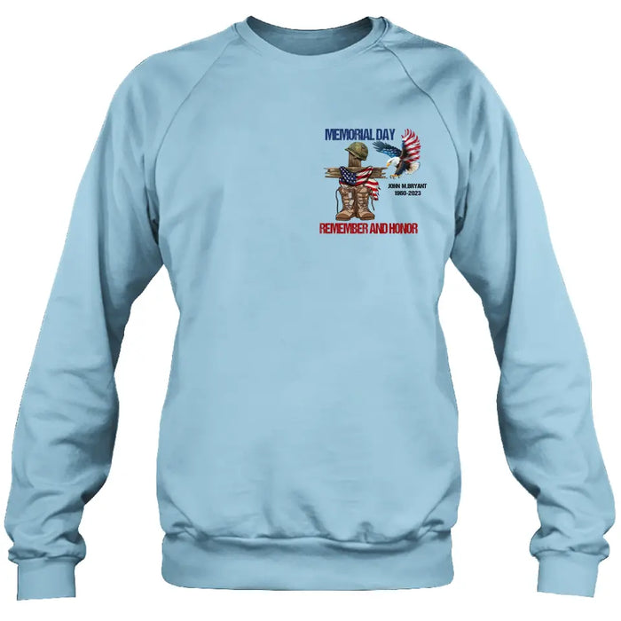 Personalized Memorial Day Shirt/Hoodie - Gift Idea for Memorial Day - Memorial Day Remember And Honor
