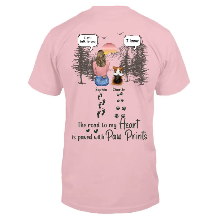 Personalized Memorial Pet T-Shirt/Hoodie - Up to 5 Pets - Memorial Gift Idea for Dog/Cat/Rabbit Owners  - The Road To My Heart Is Paved With Paw Prints