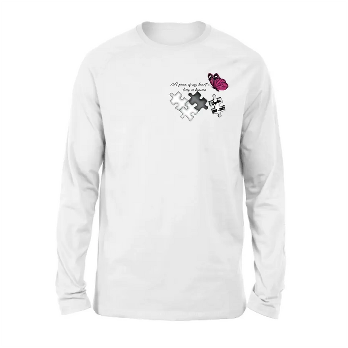 Personalized Memorial Shirt/Hoodie - Memorial Gift Idea for Mother's Day/Father's Day - A Piece Of My Heart Lives In Heaven