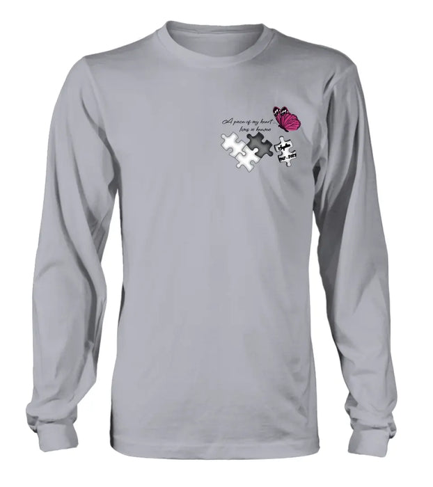 Personalized Memorial Shirt/Hoodie - Memorial Gift Idea for Mother's Day/Father's Day - A Piece Of My Heart Lives In Heaven