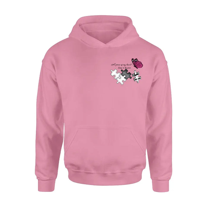 Personalized Memorial Shirt/Hoodie - Memorial Gift Idea for Mother's Day/Father's Day - A Piece Of My Heart Lives In Heaven