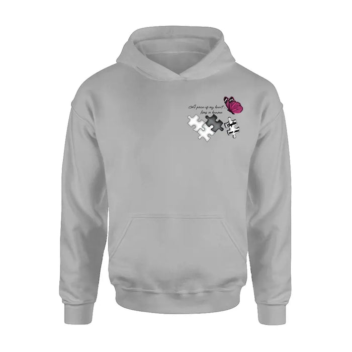 Personalized Memorial Shirt/Hoodie - Memorial Gift Idea for Mother's Day/Father's Day - A Piece Of My Heart Lives In Heaven