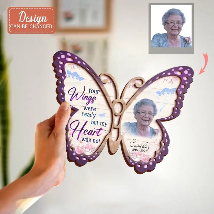 Personalized Memorial Photo Butterfly Wooden Art - Memorial Gift Idea - Those We Love Don't Go Away The Fly Beside Us Every Day