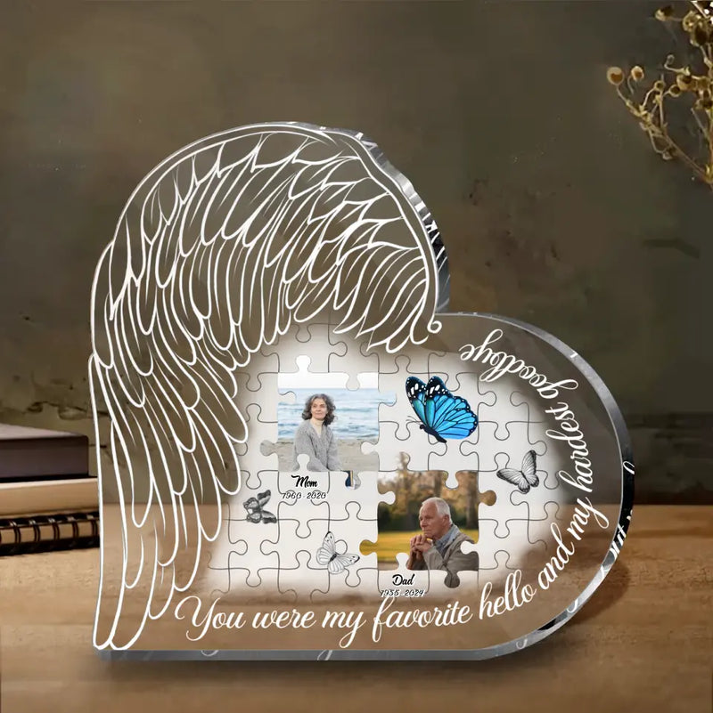 Personalized Memorial Photo Acrylic Plaque - Memorial Gift Idea - You Were My Favorite Hello And My Hardest Goodbye