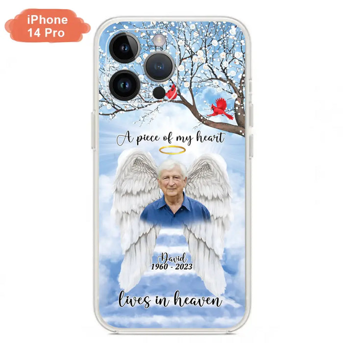 Custom Personalized Memorial Wings Upload Photo Phone Case - Memorial Gift Idea - A Piece Of My Heart Lives In Heaven