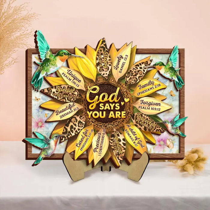 Personalized Sunflower 2 Layered Wooden Art - Gift Idea For Friends/Mother/Daughter/Teacher - God Says You Are