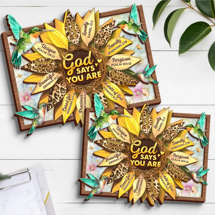 Personalized Sunflower 2 Layered Wooden Art - Gift Idea For Friends/Mother/Daughter/Teacher - God Says You Are