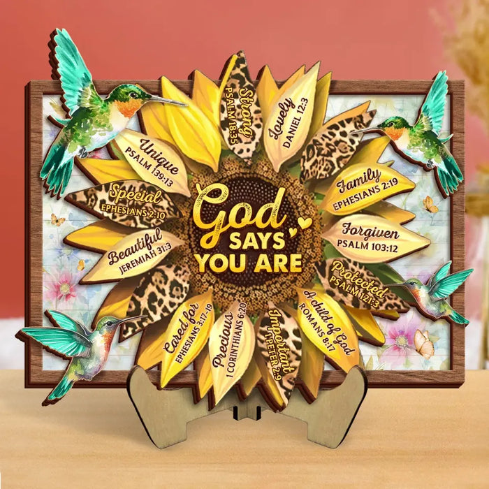 Personalized Sunflower 2 Layered Wooden Art - Gift Idea For Friends/Mother/Daughter/Teacher - God Says You Are