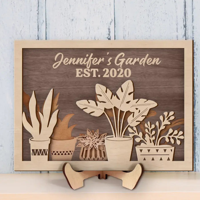 Personalized Garden 2 Layered Wooden Art - Gift Idea for Gardening Lovers