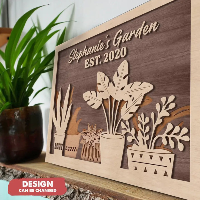 Personalized Garden 2 Layered Wooden Art - Gift Idea for Gardening Lovers