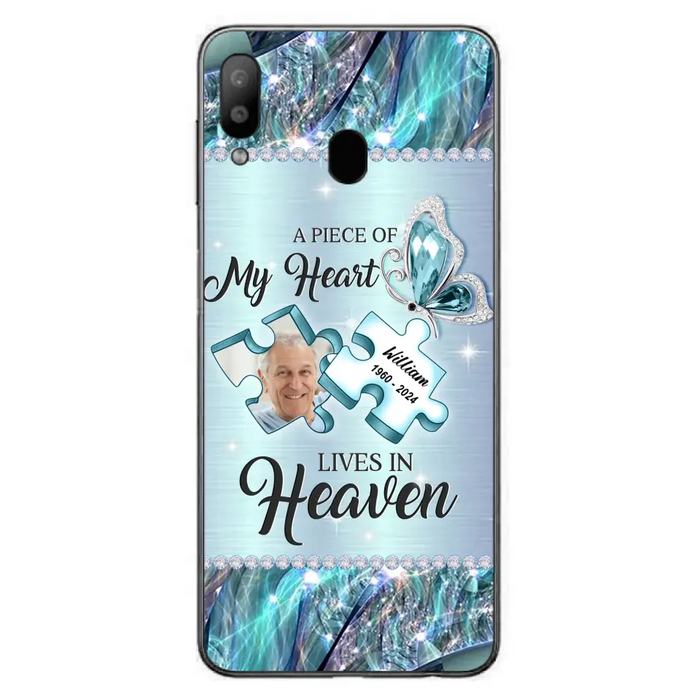 Personalized Memorial Photo Phone Case - Memorial Gift Idea for Father's Day - A Piece Of My Heart Lives In Heaven - Case for iPhone/Samsung