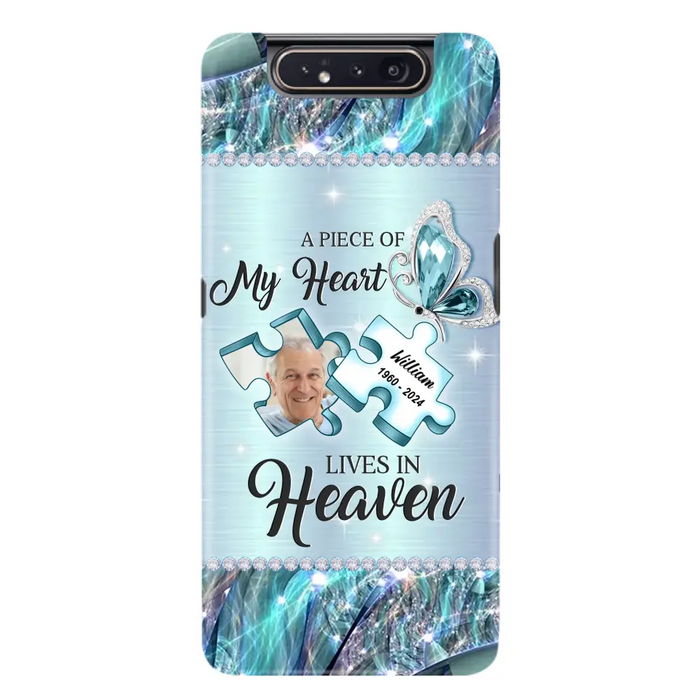 Personalized Memorial Photo Phone Case - Memorial Gift Idea for Father's Day - A Piece Of My Heart Lives In Heaven - Case for iPhone/Samsung