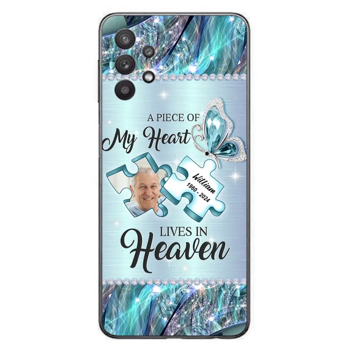 Personalized Memorial Photo Phone Case - Memorial Gift Idea for Father's Day - A Piece Of My Heart Lives In Heaven - Case for iPhone/Samsung