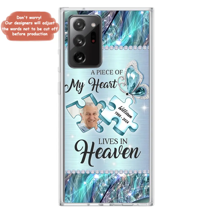 Personalized Memorial Photo Phone Case - Memorial Gift Idea for Father's Day - A Piece Of My Heart Lives In Heaven - Case for iPhone/Samsung